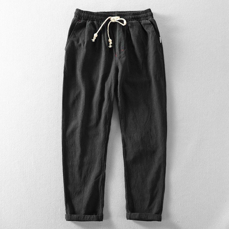 Men's Linen Pants Casual Solid Color Thin Tether Loose