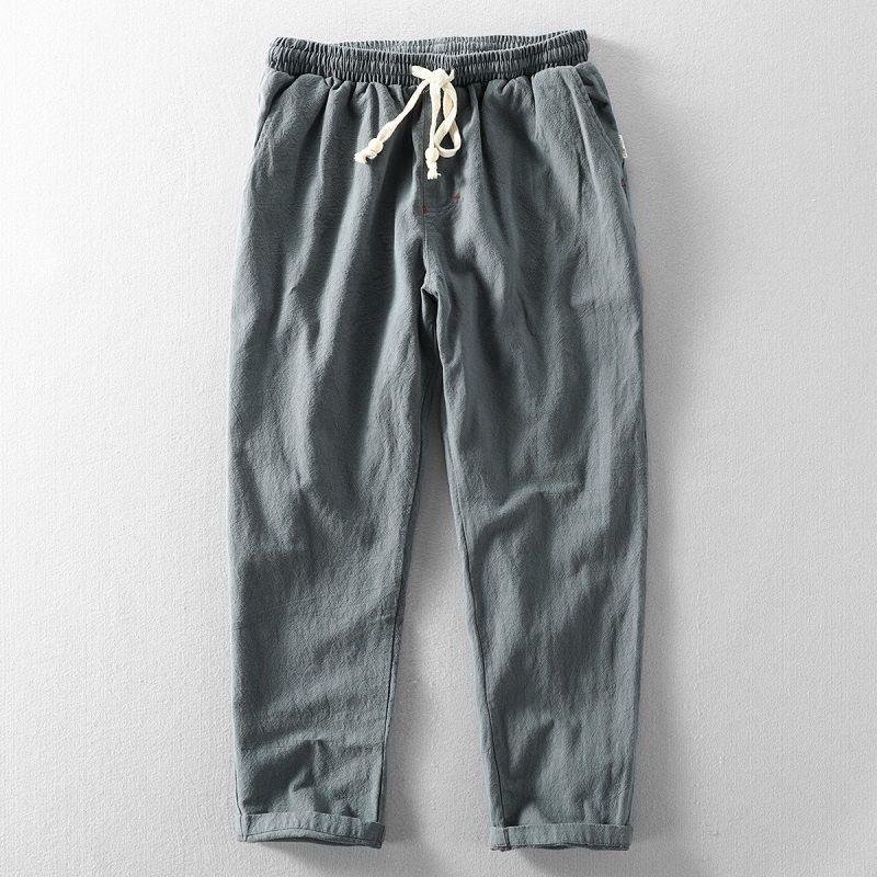 Men's Linen Pants Casual Solid Color Thin Tether Loose