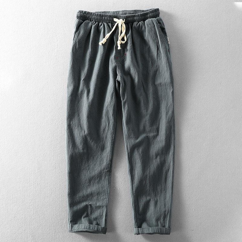 Men's Linen Pants Casual Solid Color Thin Tether Loose